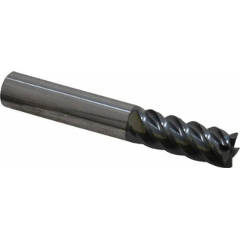 KYOCERA SGS 3/8, 1 LOC, 3/8 Shank Diam, 2-1/2 OAL, 5 Flute, Solid Carbide Square End Mill Single End, AlTiN Finish, S...